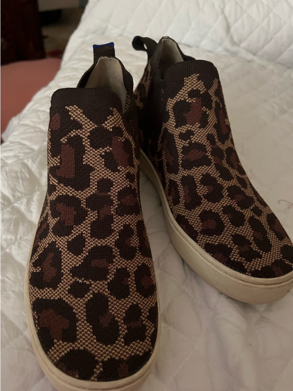 Rothy's Leopard-Print Slip-On Sneakers in Brown and Tan